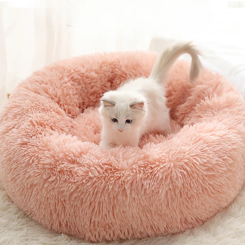 Home Plush Pet Nest Winter Cat Nest Dog Nest Warm Detachable and Washable round Cat Nest Pet Bed Seasonal Universal Decoration