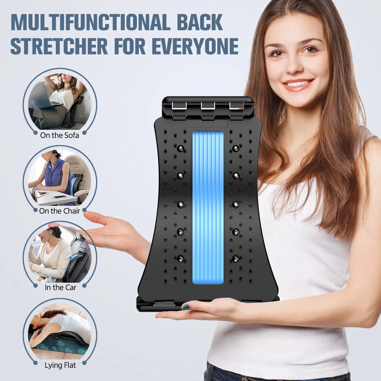 Back Stretcher for Back Pain Relief, Multi-Level Back Cracker Board, Lower and Upper Back Support for Herniated Disc