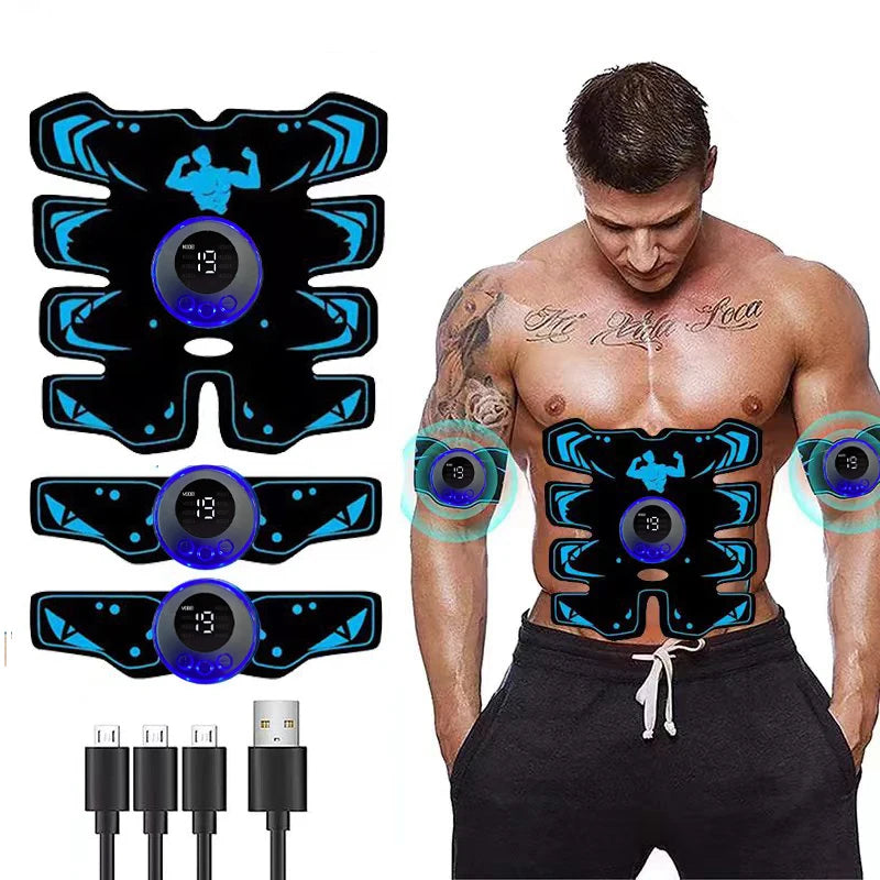 USB Rechargable EMS Muscle Stimulator ABS Arm 3 in 1 Trainer Pad Wireless Smart Fitness Abdominal Training Electric Body Slim